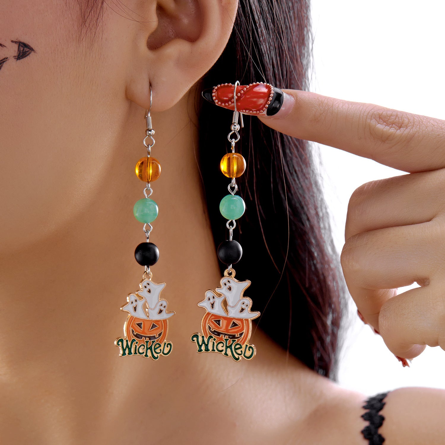 Wholesale  Oil-Dripping Pumpkin Ghost Earrings